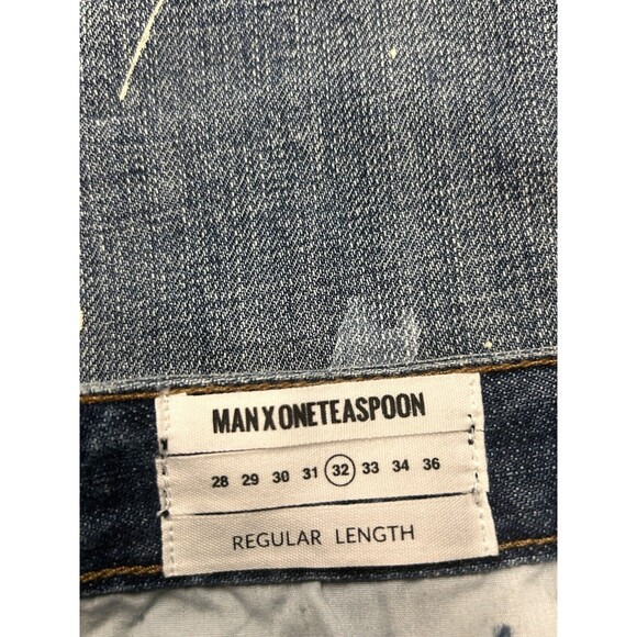 NWT Man X One Teaspoon 32R Mr Browns Blue Suede Paint Splatter Distressed Jeans - Picture 3 of 10